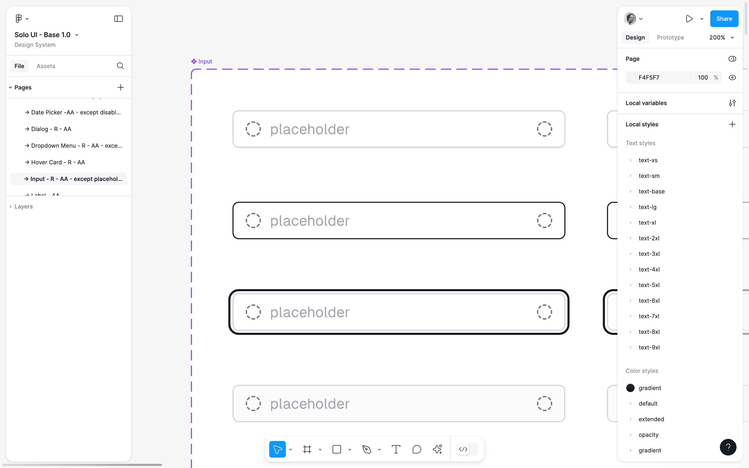 Solo UI base system - input component