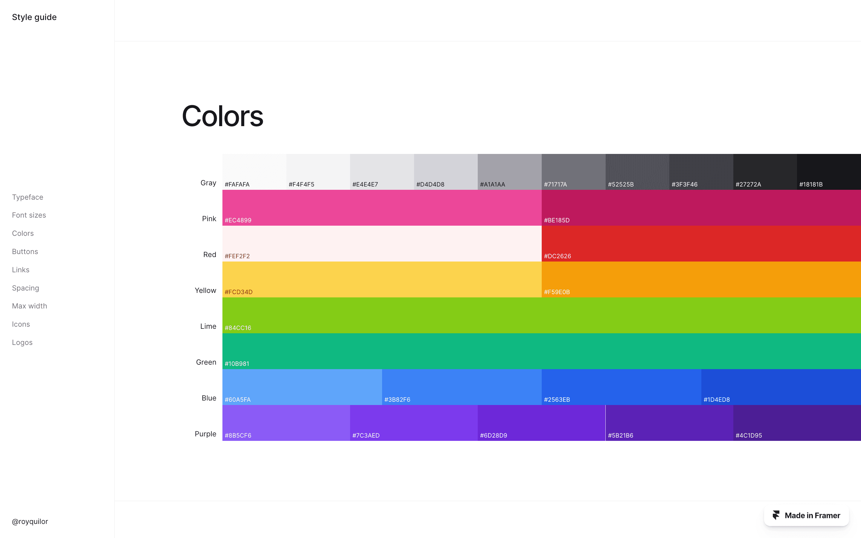 Stream style guide colors